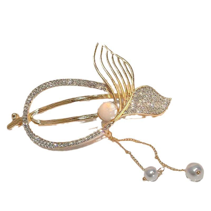 Elegant Pearl Tassel Fishtail Updo Hair Clip for Women