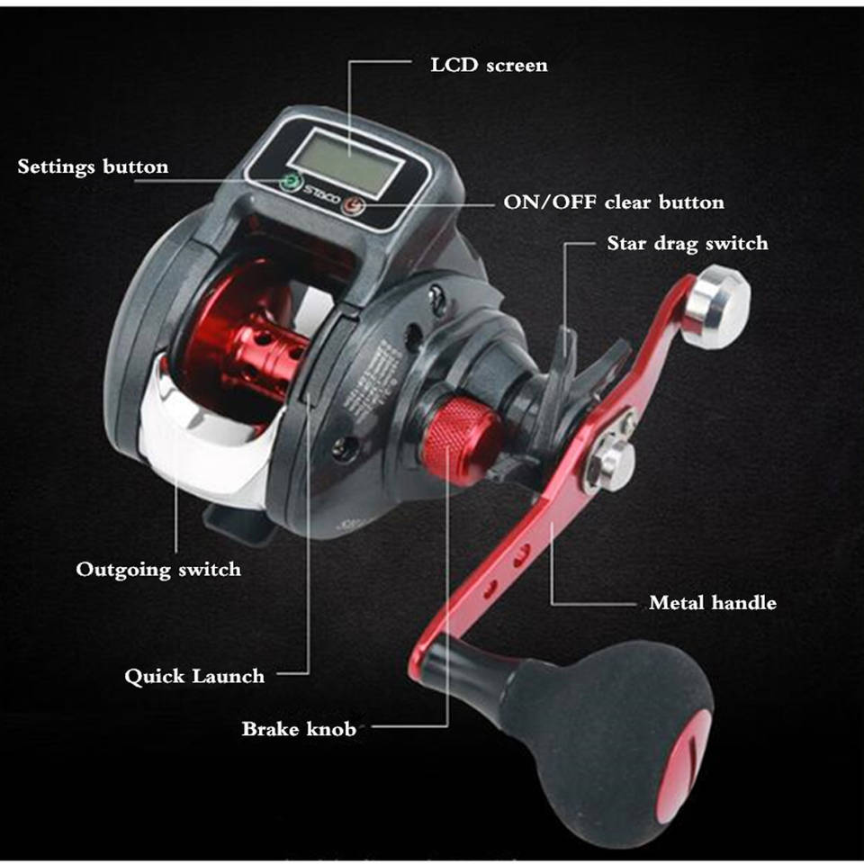 Digital 13+1 Ball Bearing Left / Right Fishing Reel with Display Baitcasting Line Counter Reel 6.3:1 Casting Reel