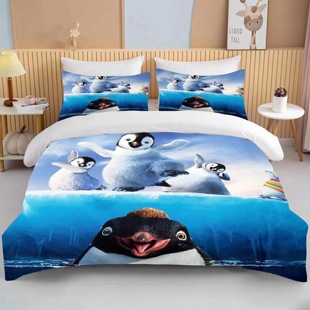 Cute Penguin Bedding 2/3 Piece Set king size double bed bedding set microfiber or polyester duvet cover set kids bedroom bed set