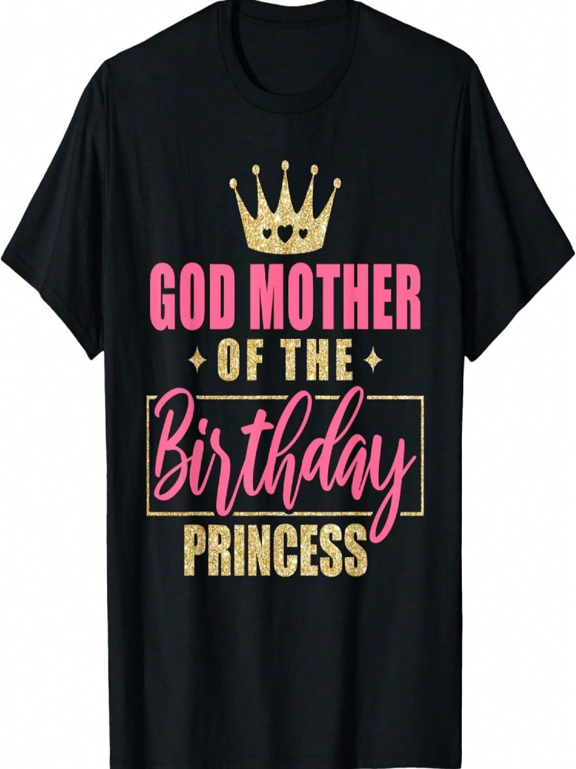 Camiseta negra de la madrina de la princesa del cumplea?os, talla peque?a S