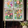 9 Vellen Lente Zomer Bloemen Raamstickers Kleurrijke Bloemen Vlinders Bijen Raamstickers voor Slaapkamer Woonkamer Kantoor Huisdecoratie