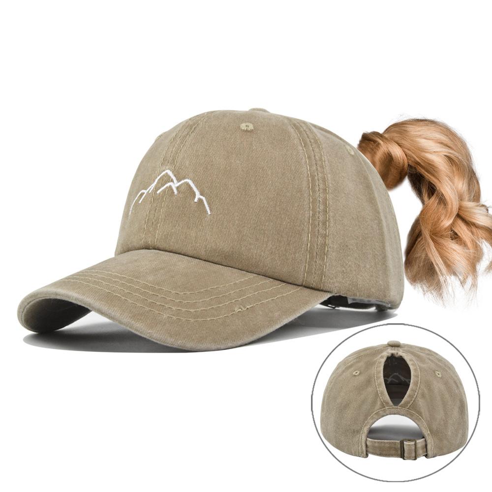 Neue Heiße Damen Pferdeschwanz-Kappe Europäisch Amerikanisch Bestickt Verstellbare Baseballkappe Sport Outdoor Sonnenschutz Snapback Kappe 54-60cm beige