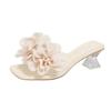 Fairy Wind Crystal and Slippers Female Summer Wear 2025 New Summer Thick Heel One-word Drag Middle Heel Women's Sandals
