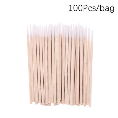 100uds Hisopos de Algodón Desechables Ultra Pequeños Sin Pelusa Microcepillos de Madera Bastoncillos de Algodón Bastoncillos Herramientas para Eliminar Pegamento de Extensión de Pestañas