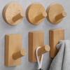 Wooden Wall Hooks Wall Mounted Self Adhesive Wood Hook with Glue Heavy Duty Hangers Rack for Towel Key Hat Home Organizer Holder