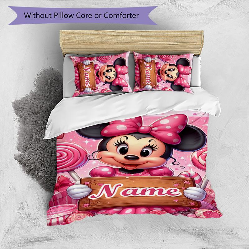 3pcs Minnie5 Cover Set - Personalized Name, HD Printed Bedding with 1 Cover and 2 Pillowcases - Perfect for Home Decor, Easy Care