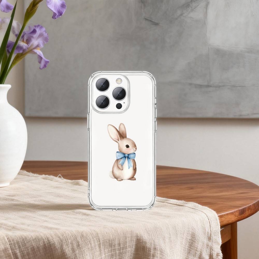 Cute Bunny Baby Rabbits Phone Case For iPhone 17 16 15 14 13 12 11 Mini Pro Max Plus Transparent Cover