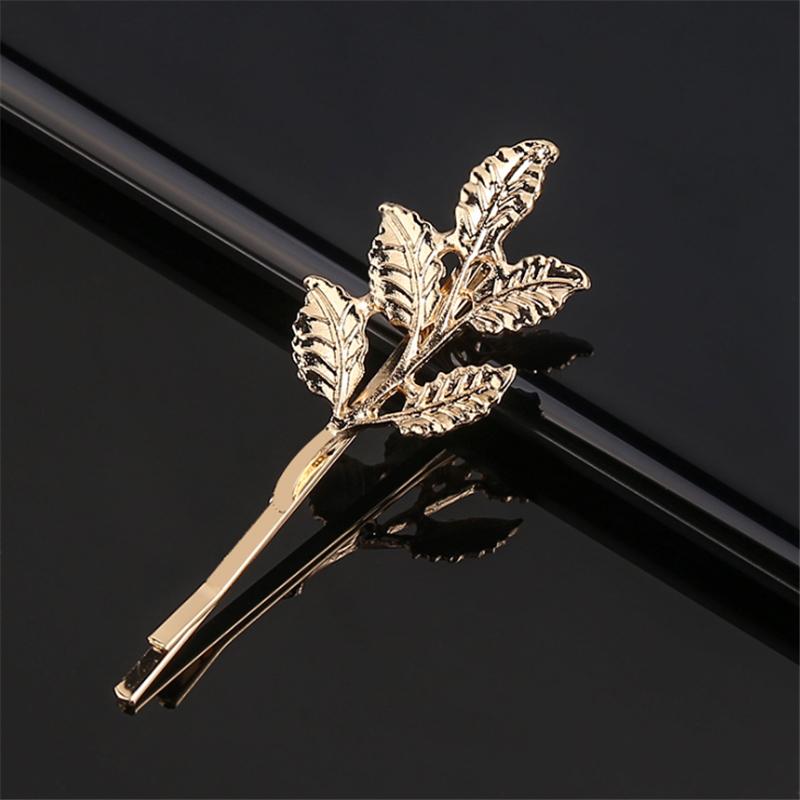 2PCS Metal Vintage Hair Pin Clip for Women/Girl Headwear Gold Color Leave Hairpins Barrettes Styling Hair Accessories Gifts