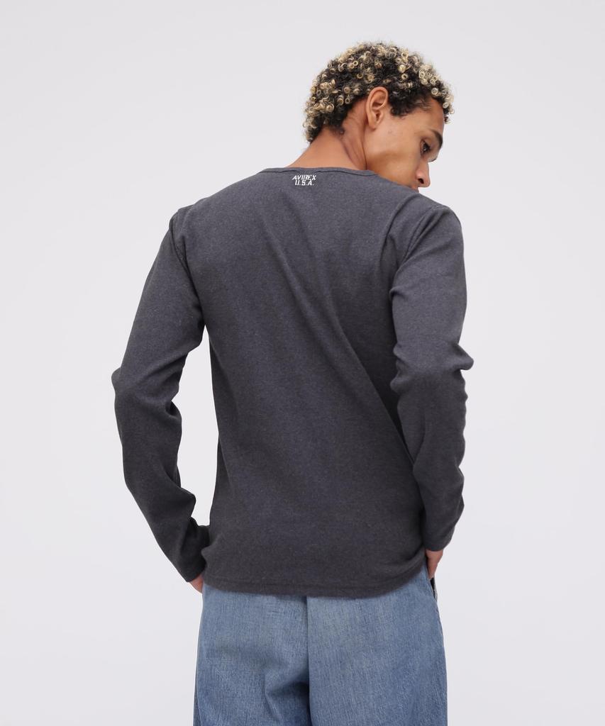 AVIREX DAILY RIB V-NECK TEE 6153480 men's L charcoal