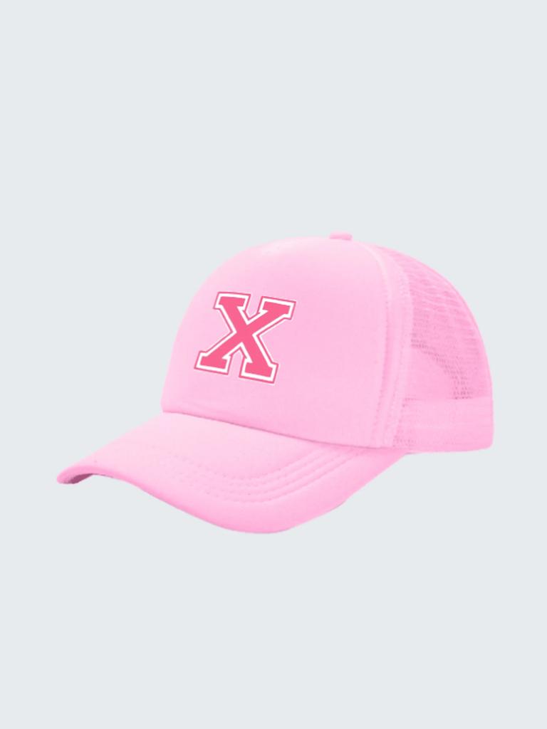 1pc Kid's 26 Alphabet Baseball Cap, Fashion Versatile Casual Sun Hat,Pink Mesh Breathable Trucker Cap, Suitable For Girls