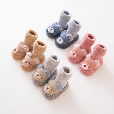 Zimowe Niemowlęce Urocze Puszyste Buty Laleczki Niedźwiadka Maluch Dziecko Antypoślizgowe Grube Skarpetki Pętelkowe Pierwsze Kroki Ciepłe Przytulne Frotte Buty Podłogowe