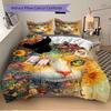 3pcs Noble Cat Art Design Bedding Set - 1 Soft Quilt Cover + 2 Pillowcases, Machine Washable - Suitable for All Seasons, Perfect Gift for Fa