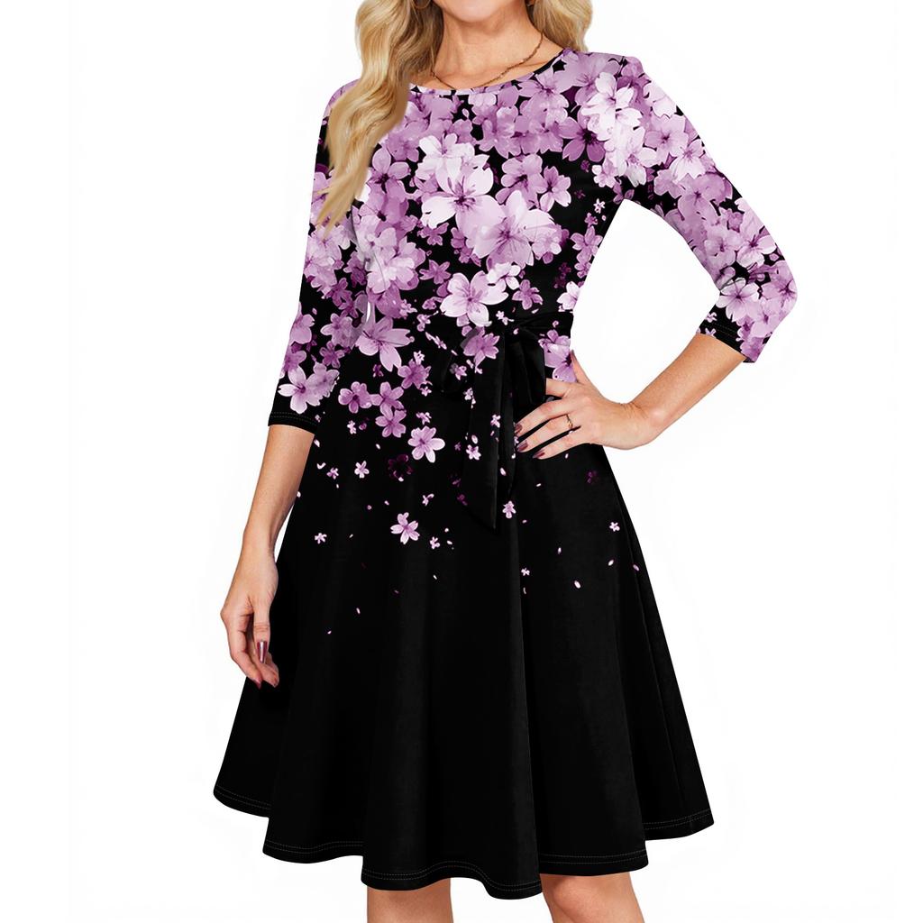 Damen Cocktailkleider 3/4 Ärmel Vintage Hochzeitsgastkleid