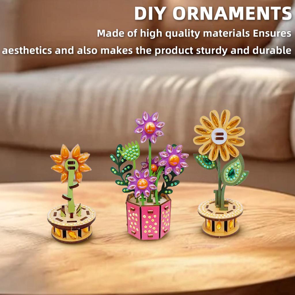 3D Puzzle DIY Wooden Flower 3D DIY Wood Crafts Flower Flower Wooden Ornaments for Adults & Youngster