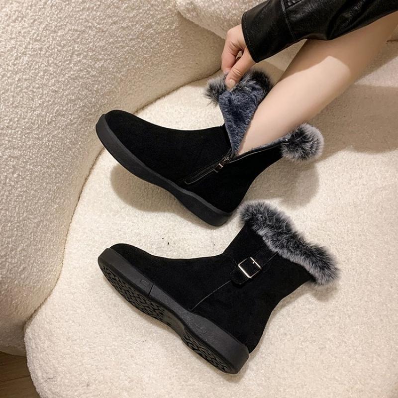 2025 New Women's Premium Snow Boots Suede Slip-On Ankle Boots with Metal Accents & Non-Slip Sole Winter Comfort Booties