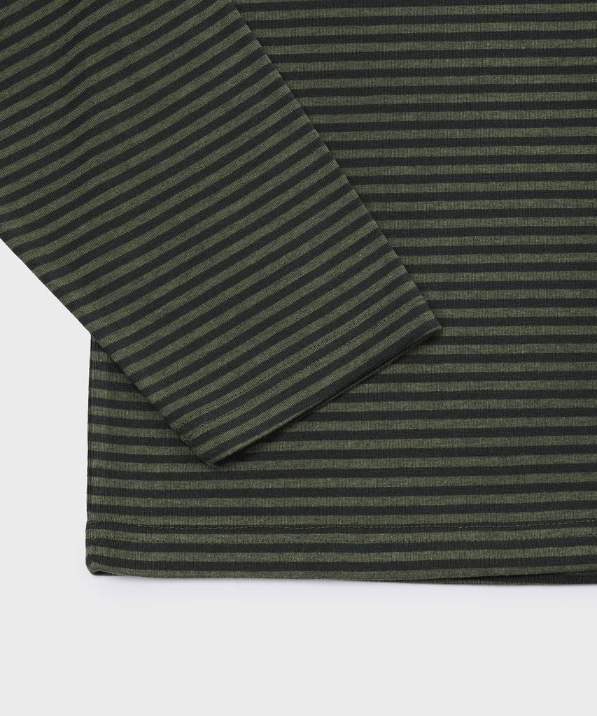 SLOW RECORD HOUSE Striped Long Sleeve_Khaki