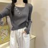 Fake two-piece knitted sweater women's autumn and winter 2025 new slim-fit versatile gentle wind square neck sweater
