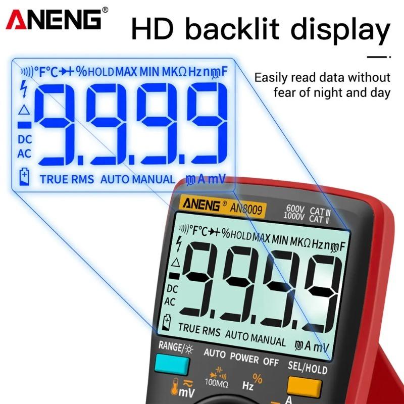 ANENG AN8008/AN8009 Mini Digital Multimeter Rm 409b Double Fuse Auto-range Medidor EléctricoTrue-RMS Transistor Capacitor Teste