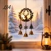Retro Holiday Window Accents Christmas Wind Chime with Metal Bells, Vintage Santa/Snowman/Deer/Bell/Wreath Iron Creative Soft Furnishings Hanging