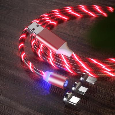 Cavo di ricarica magnetico a luce led che scorre cavo di ricarica veloce 2.4A per iPhone Samsung Huawei