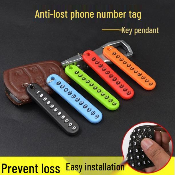 Keychain Anti-Lost Braided Rope with Number Plate for Car Keys and Mobile Phone