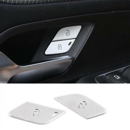 Silver Aluminum For Benz GLB W247 Car Inner Door lock button Sticker Trim 20-23