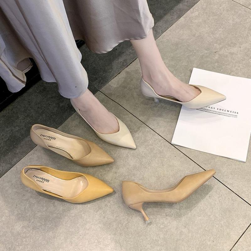 Pointed High Heels Solid Color Single Shoes