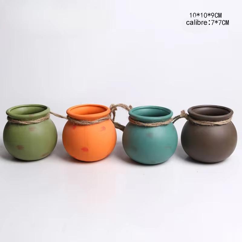 

Мини-керамический цветочный горшок, цветочный горшок для суккулентов, набор из 4 цветочных горшков, подвесная настенная креативная персонализированная ваза для цветов D