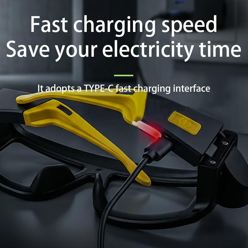 LED Safety Glasses with Lighting Function, Rechargeable Headlamp Glasses, Hands-free Work Lighting Goggles with Side Flashlights