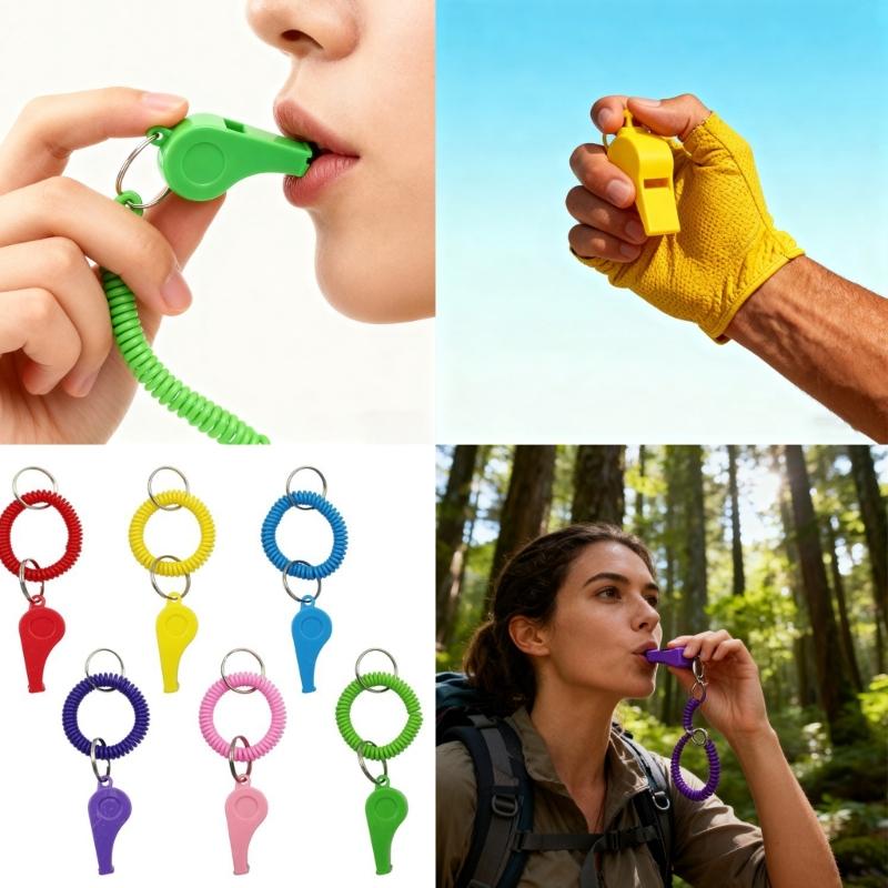 12pcs Colorful Sports Whistle Loud Noise Plastic Referee Tool Easyly Carry for Coaches Groups