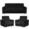 Alicja Lounge Furniture Set Sofa Bed Armchairs Family Meble Black