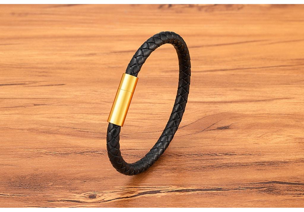 New Minimalist 4/5/6mm Mens Genuine Leather Wrap Bracelet Stainless Steel Magnetic Trendy Fashion Anti Tarnish Jewelry
