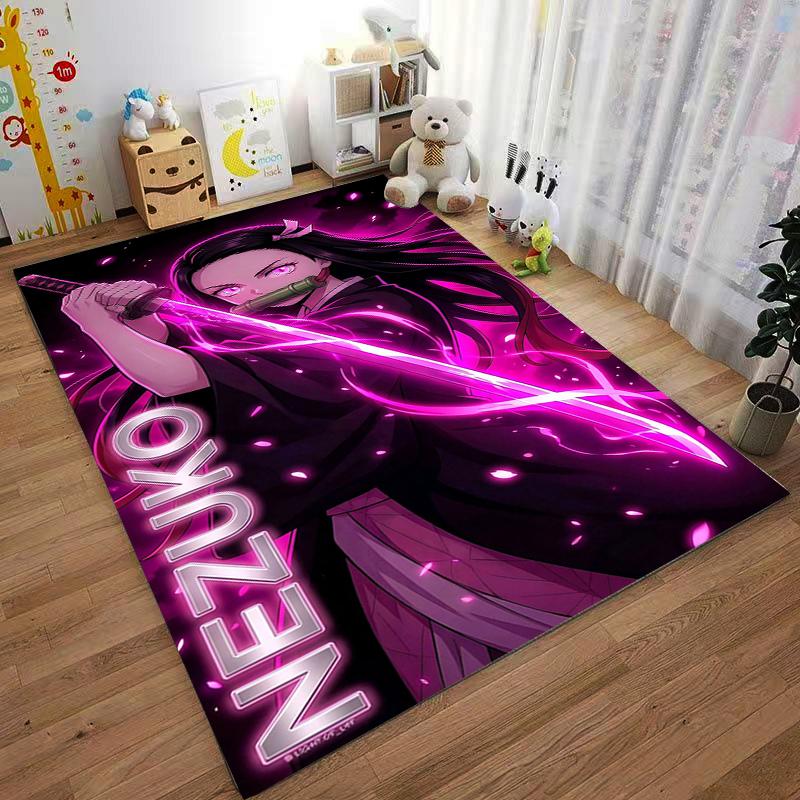 Anime-Mädchen mit Schwert Design Teppich, Nezuko Rosa Stil Heimdekor Geeignet für die Verwendung als Anti-Rutsch-Matte für Wohnzimmer Schlafzimmer Sofas