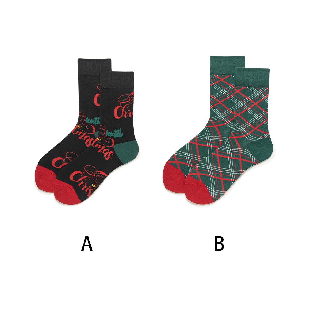 2 Pieces Christmas Sock Party Banquet Traveling Skin-friendly Breathable Elastic Crew Socks Festival Birthday Gift
