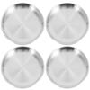 4 Pcs Stainless Steel Tray Plate Food Round Silver Vintage Dinner Dish Cake Dessert Metal