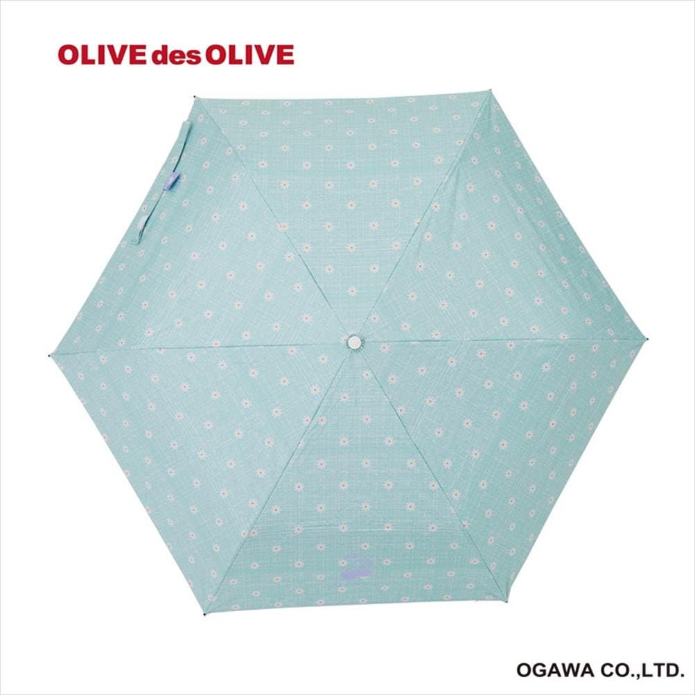 Ogawa Kids Folding Rain or UV Cut Light Blocking Rate Heat Shielding Antibacterial Antibacterial Water OLIVE Des 55cm Rib Floral Safety Manual Pioneer