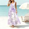 Sleeveless Tank Maxi Dress for Beach Vacation,Lightweight Flowy Summer Dress,Fresh Floral Print,Ideal for Travel Photos