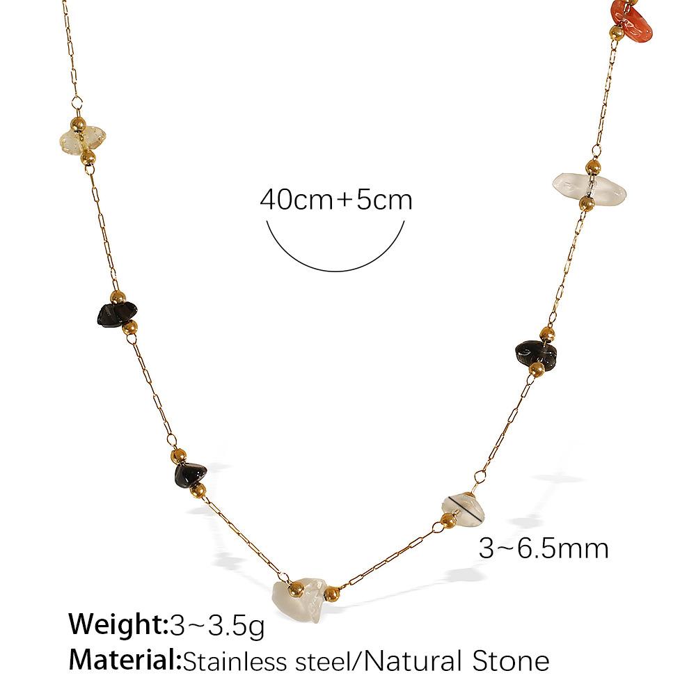 Colorful gravel boho style necklace bracelet irregular jewelry set for women