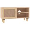 TV Cabinet Brown 80 x 30 x 40 cm Solid Pine Wood and Natural Rattan