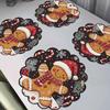 4Pcs Christmas Circular Waves Placemats Non Slip Heat Resistant Table Mats Winter Dining Party Christmas Decor Round Tablecloth