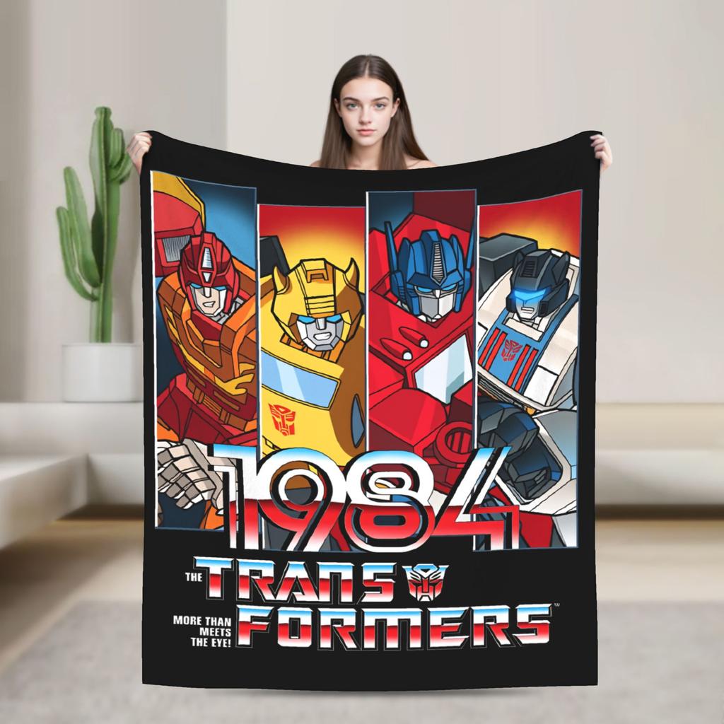 Cartoon T-Transformers Autobots Blankets Anime Super Soft Fluffy Plush Bedding Throws For Couch Bed Flannel Bedspread Bed Cover