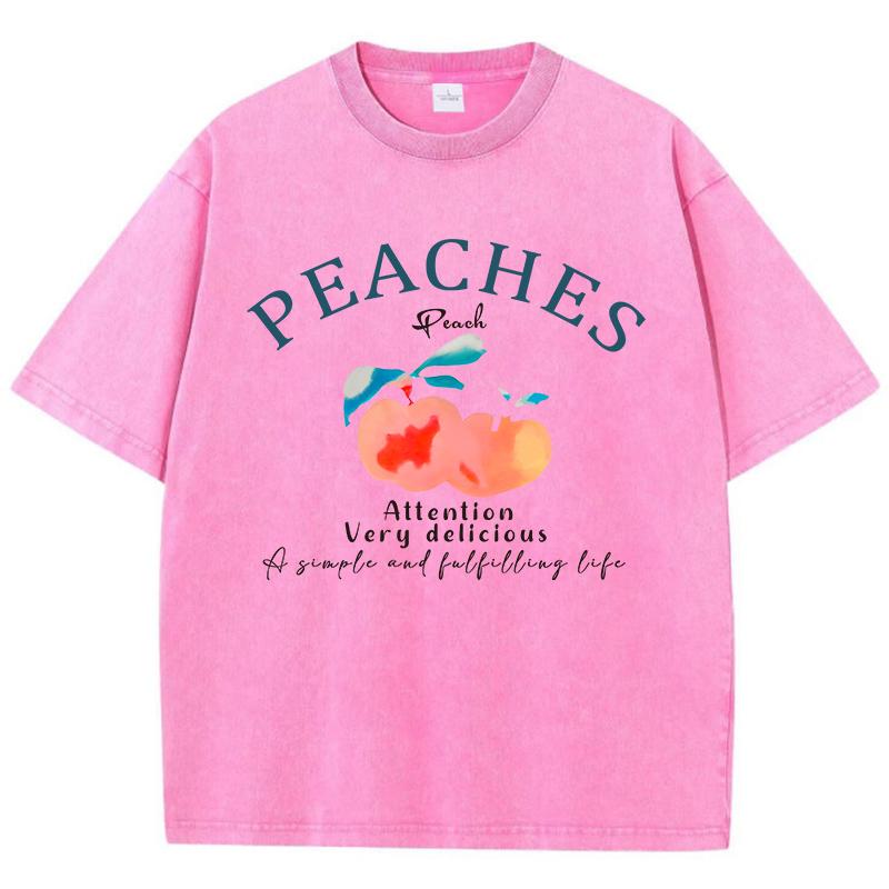 Peaches Attention Very Delicious Letter Men T Shirt Fashion Soft Tee Shirts Sport Casual Short Sleeve Breathable Loose Tops