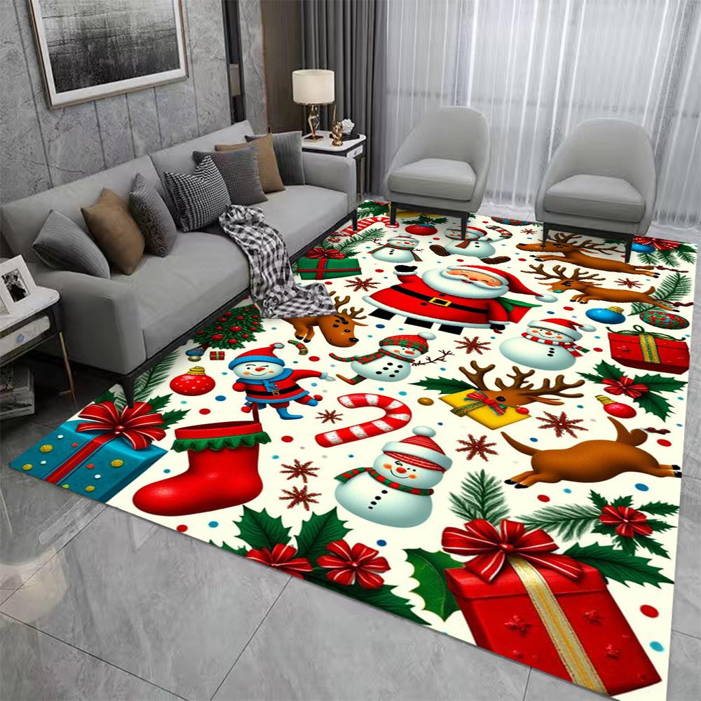 Merry Christmas Gift Carpet Festive Living Room Rug Soft Sofa Mat Cozy Bedroom Floor Decor Holiday Home Christmas Accessories