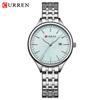 CURREN-Ladies' Luxury Rhinestone Inlaid Fashionable Business Quartz Watch Stainless Steel Simple Waterproof Luminous Calendar Watch