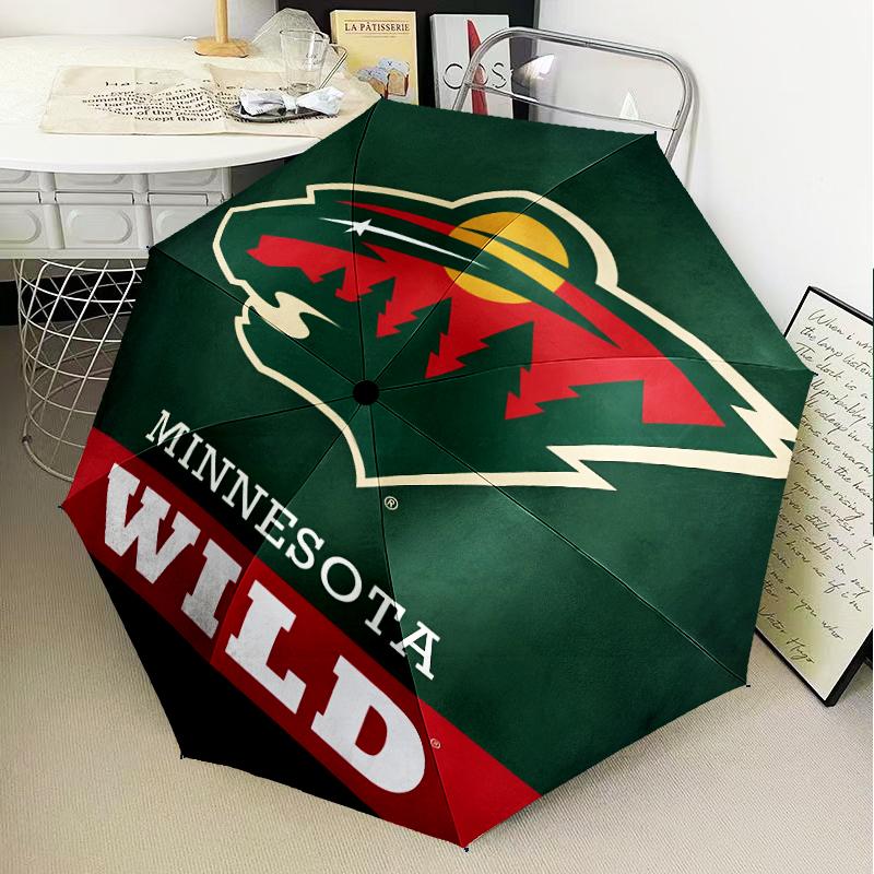 Minnesota Hockey Team Umbrella Folding Umbrella, Automatic Umbrella 8-Frame for Travel, Camping Use Gift for Halloween Christmas