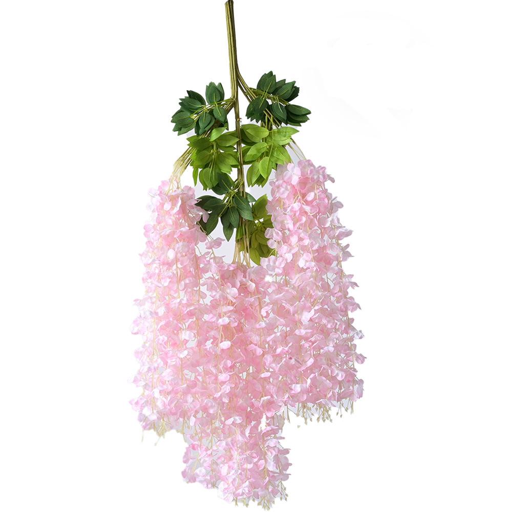 Simulated 6-Leaf Wisteria Flower Fake Flower Violet Ceiling Flower Wisteria Wedding Flower Decorative Vine Decorative Flower Vine