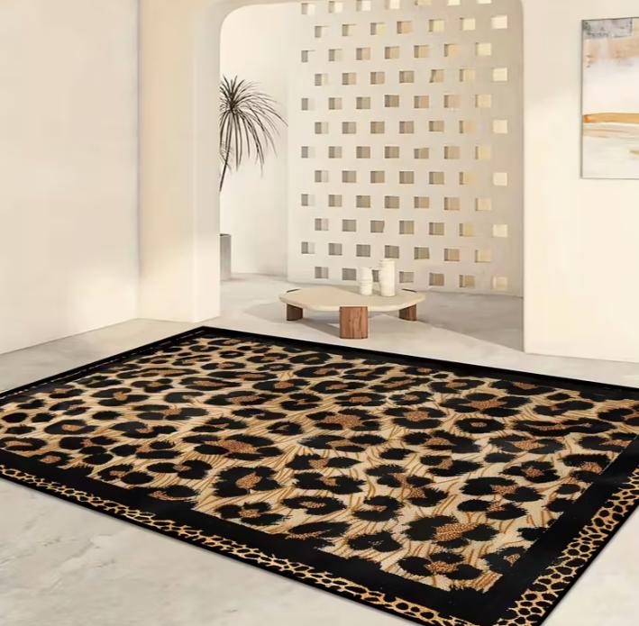 Golden Diamond Dot Print Bottom Bottom Dot Floral Pattern Craft Golden Diamond Velvet Pink Leopard Print Carpet Large Area Rug