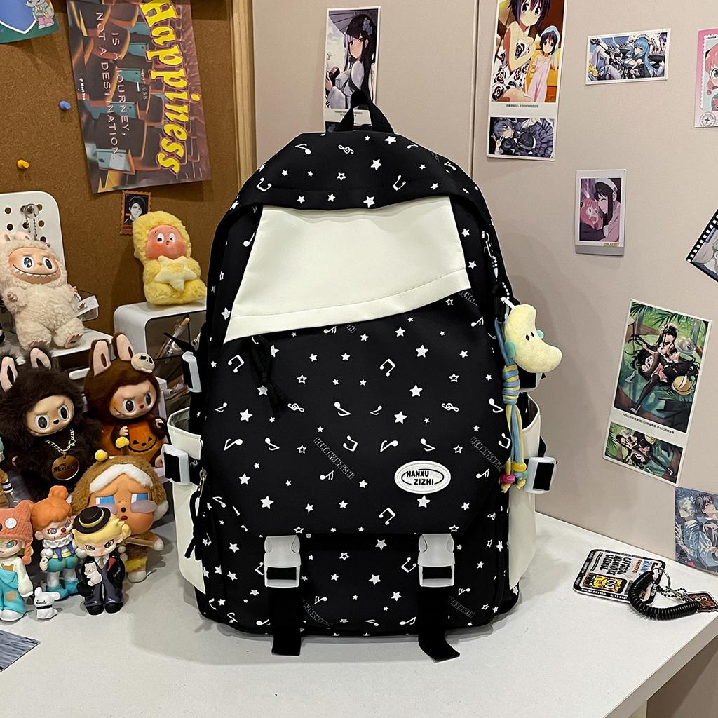 Korean niche design girl contrast backpack light college student high school student backpack women's commuter travel bag