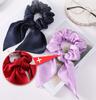 Hot Summer Mulberry Silk Hair Tie Large Satin Fabric Scrunchies Hair Band Woven Bow Hair Rope for Women