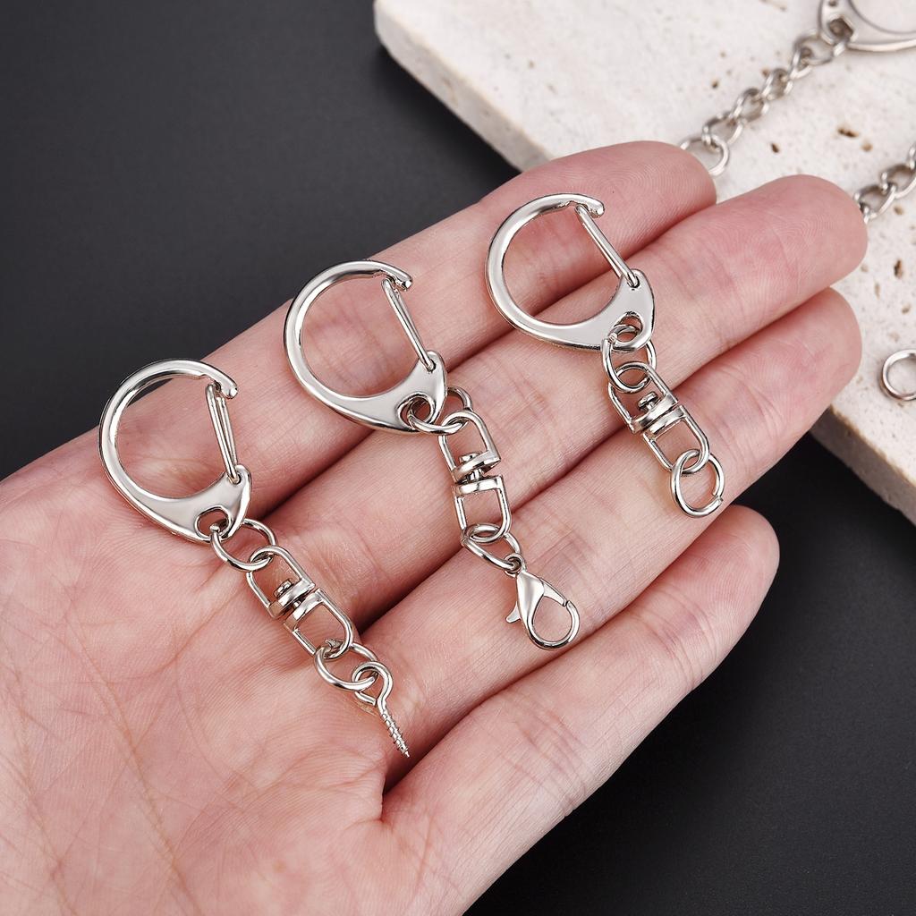 5/10pcs Lobster Clasp Key Ring Keychain C Shape Clasps Connector Hook For DIY Zircon Making Finding Key Chain Accessories